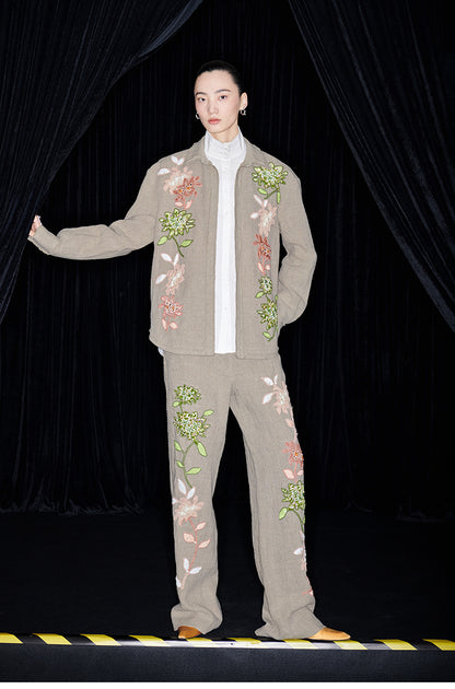 M essential Mackay designer Sedum patch shirt jacket pant set - Eight Treasures