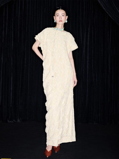 M essential Mackay designer Prima Jacquard irregularly cut short-sleeved dress - rebel.