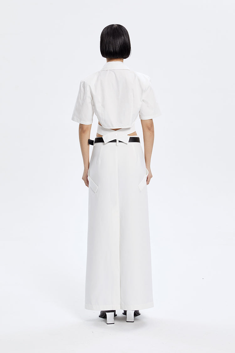 TINY IN cut-out slim zipper ultra-cropped female top -GASA