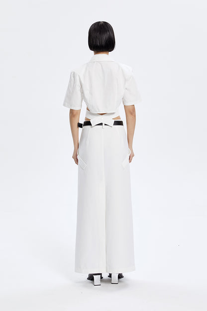 TINY IN cut-out slim zipper ultra-cropped female top -GASA