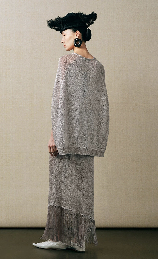 ZHUCHONGYUN fringed hem slim straight mid-length skirt set-FLAYER.