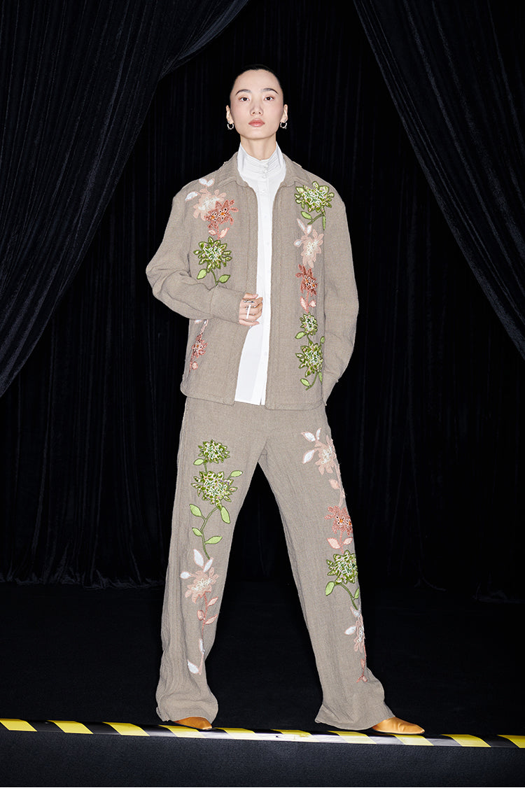 M essential Mackay designer Sedum patch shirt jacket pant set - Eight Treasures