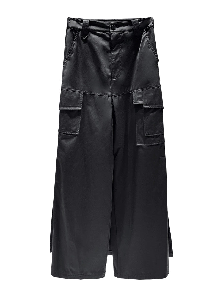 ANNAKIKI Slacks Fall and Winter Double Pocket Cargo Culottes-CHIXURU