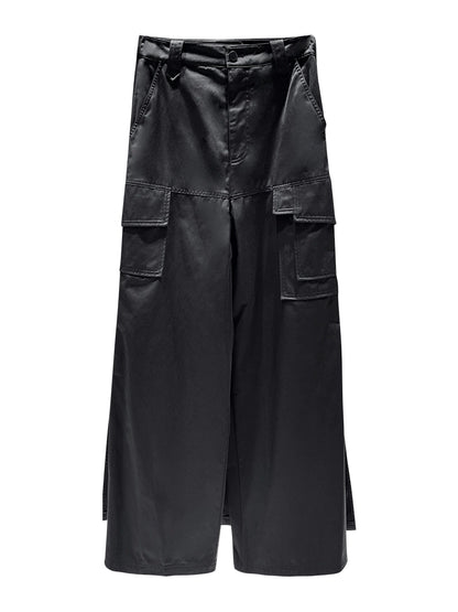 ANNAKIKI Slacks Fall and Winter Double Pocket Cargo Culottes-CHIXURU