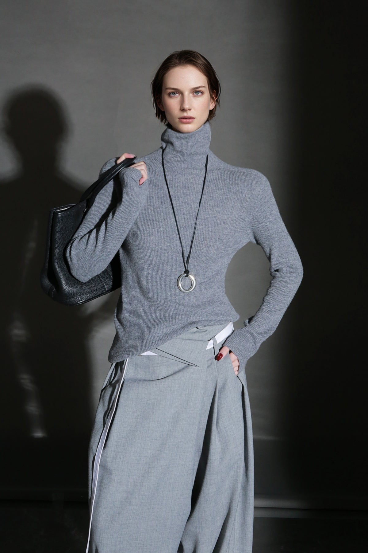 PIAOIN minimalist wool base layer women's turtle neck sweater top-GENA