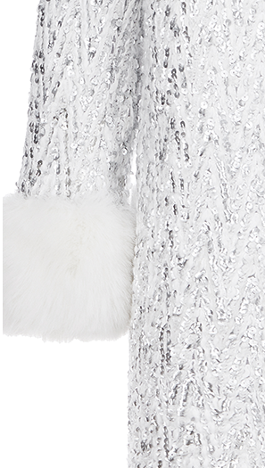 Wardrobes by Chen Elegant Diamond Silver-Gray Fur Collar Long Winter Jacket-Jam