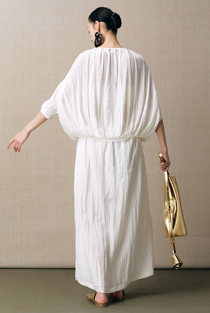 ZHUCHONGYUN crew neck spherical loose pinch knit top--RIKA.