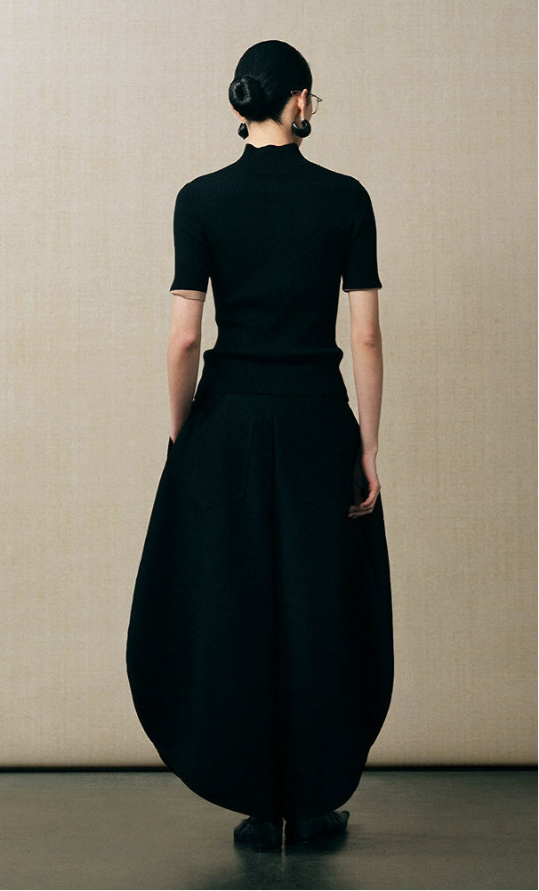 ZHUCHONGYUN short-sleeved single-breasted stand-up collar slim knitwear-TAGO.