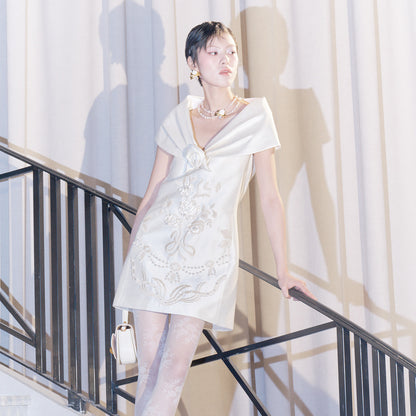 FAME Modern Rose Embroidered One-Shoulder Dress - IMOGEN
