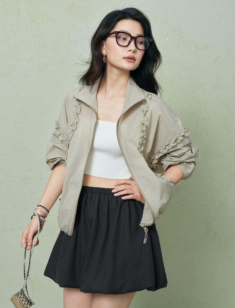 SUSHE Trim Drawstring Jacket-CARA