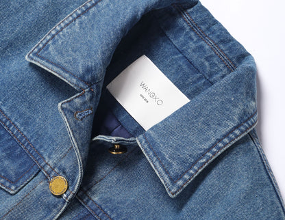 WANGXO| Flexible Cotton Denim Ruffle Top & Straight-Leg Pants- NAYA.