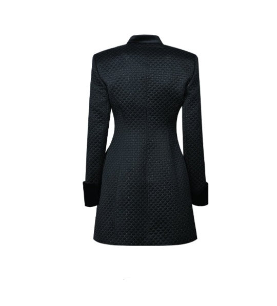 YES BY YESIR designer Fall/Winter women's waist-cinching jacquard plaid dress - Akia