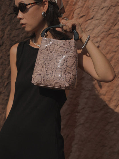IUBALLET new old money style snake print handbag leather - KIA.