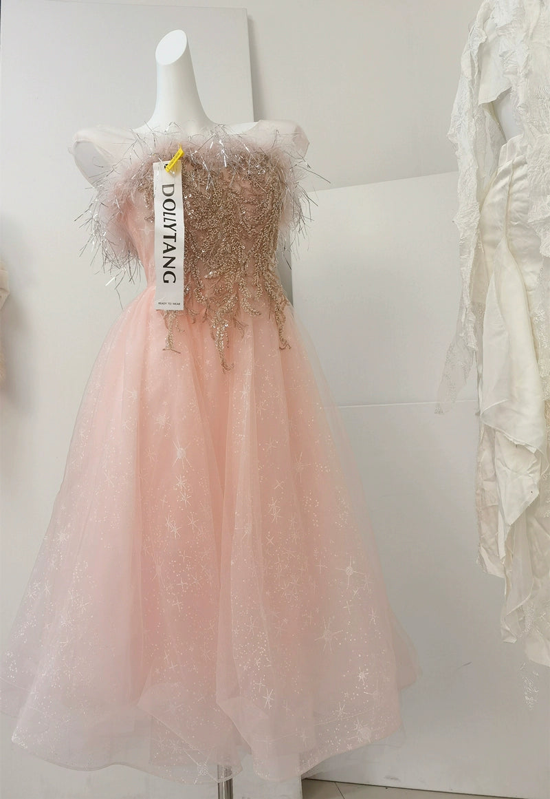 DOLLY Elegant Off Shoulder Sleeveless Embroidery Long Tutu Dress-IMOGEN XS / Pink (short) DOLLY Elegant Off Shoulder Sleeveless Embroidery Long Tutu Dress-IMOGEN XS / Pink (short)
