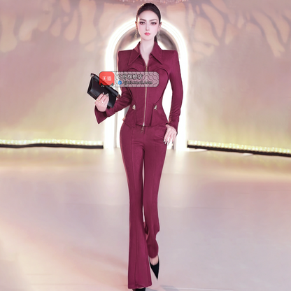 VJE  top bell-bottoms two-piece set OL suit for women-ARA.