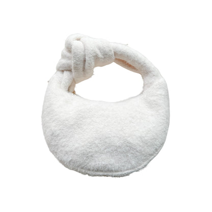 Le Palais Vintage Luxury White Fur Hand bag Plush Vest High Waist Wide-leg Pants Suit-Sonia