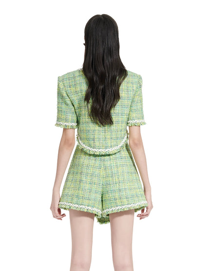 YES BY YESIR | Truncated Wide Tweed Cropped Jacket - MILISSA.