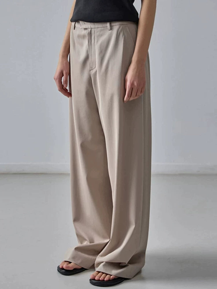 Nothing Written Casual High-waisted Slim Versatile Straight-leg Pants-LIV.