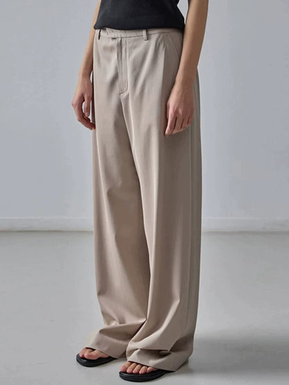 Nothing Written Casual High-waisted Slim Versatile Straight-leg Pants-LIV.