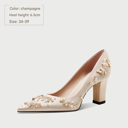 PJJUU champagne stiletto strap sandals heels  - PEER.