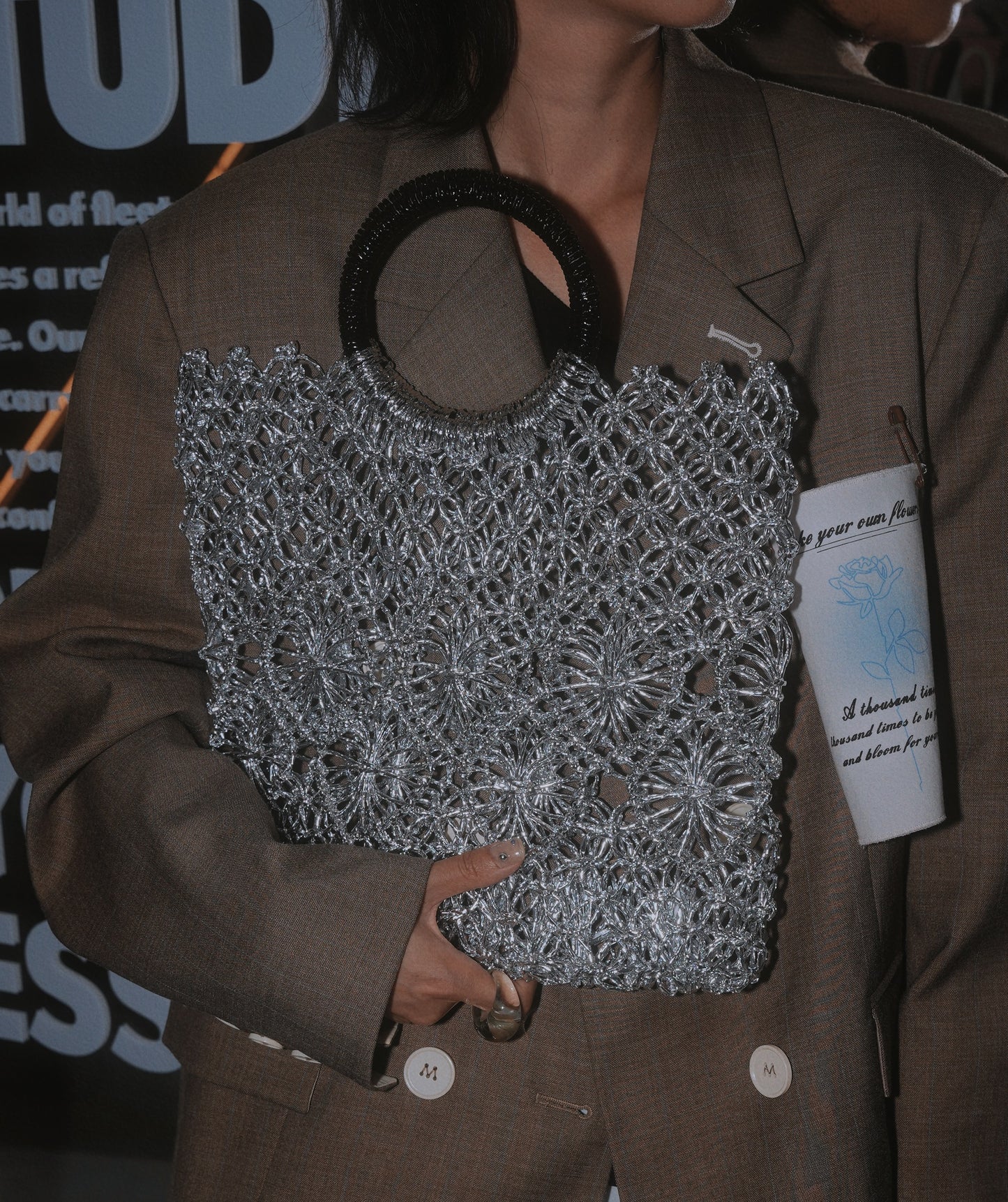 IUBALLET Cut-out Metallic Crotchet Tote Bag - UPHOLD.