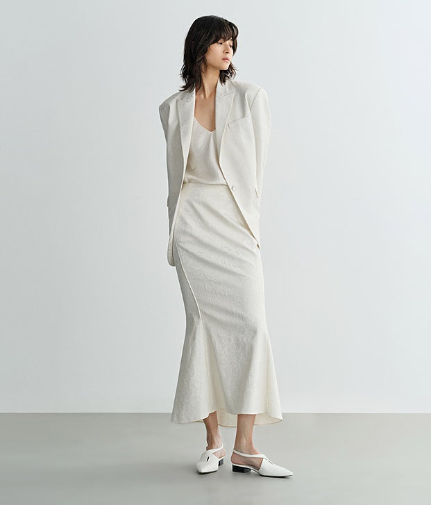 COMME MOI Lv Yan designer spring women's retro jacquard half-length fishtail dress - MARIA.