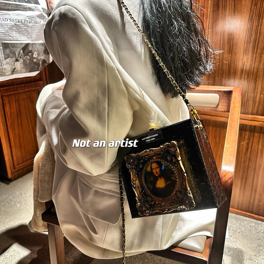 NOT AN ARTIST baroque embossed Mona Lisa frame bag - SHUT