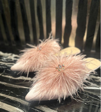 B-FEI  rhinestone pointed flat slippers-INOS.