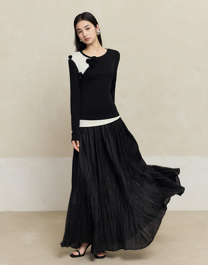 HECO three-dimensional handmade rose wool black knitwear women - throne.