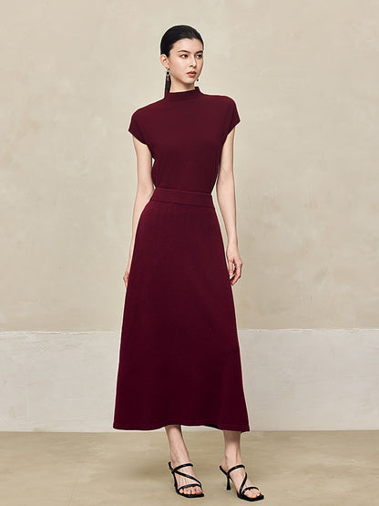 HECO Sleeveless Slim Mock Collar Red Black Gray Knit Top  - THRONE.