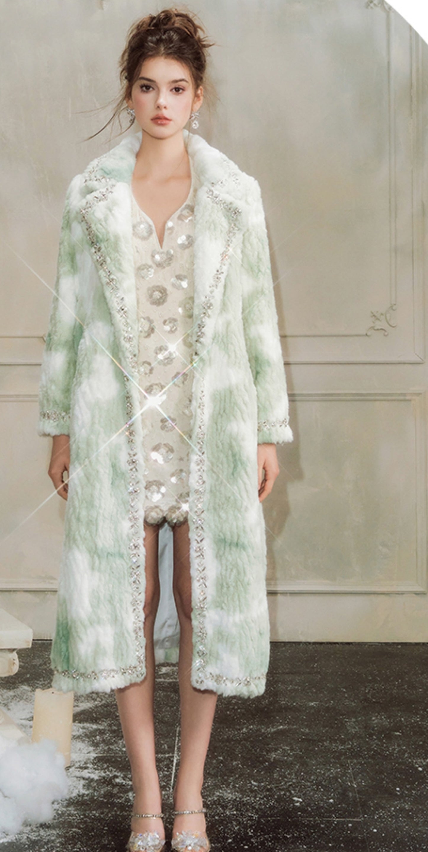 Wardrobes By Chen Elegant Light Green Long Sleeve Coat-Derah