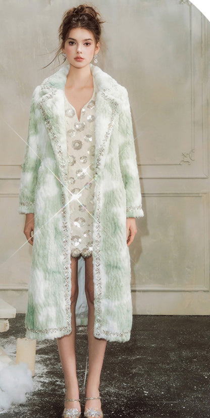 Wardrobes By Chen Elegant Light Green Long Sleeve Coat-Derah