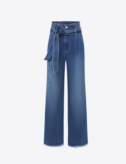 COMME MOI Lu Yan designer women's fashion stretch high-waisted wide-leg jeans - RILEY.