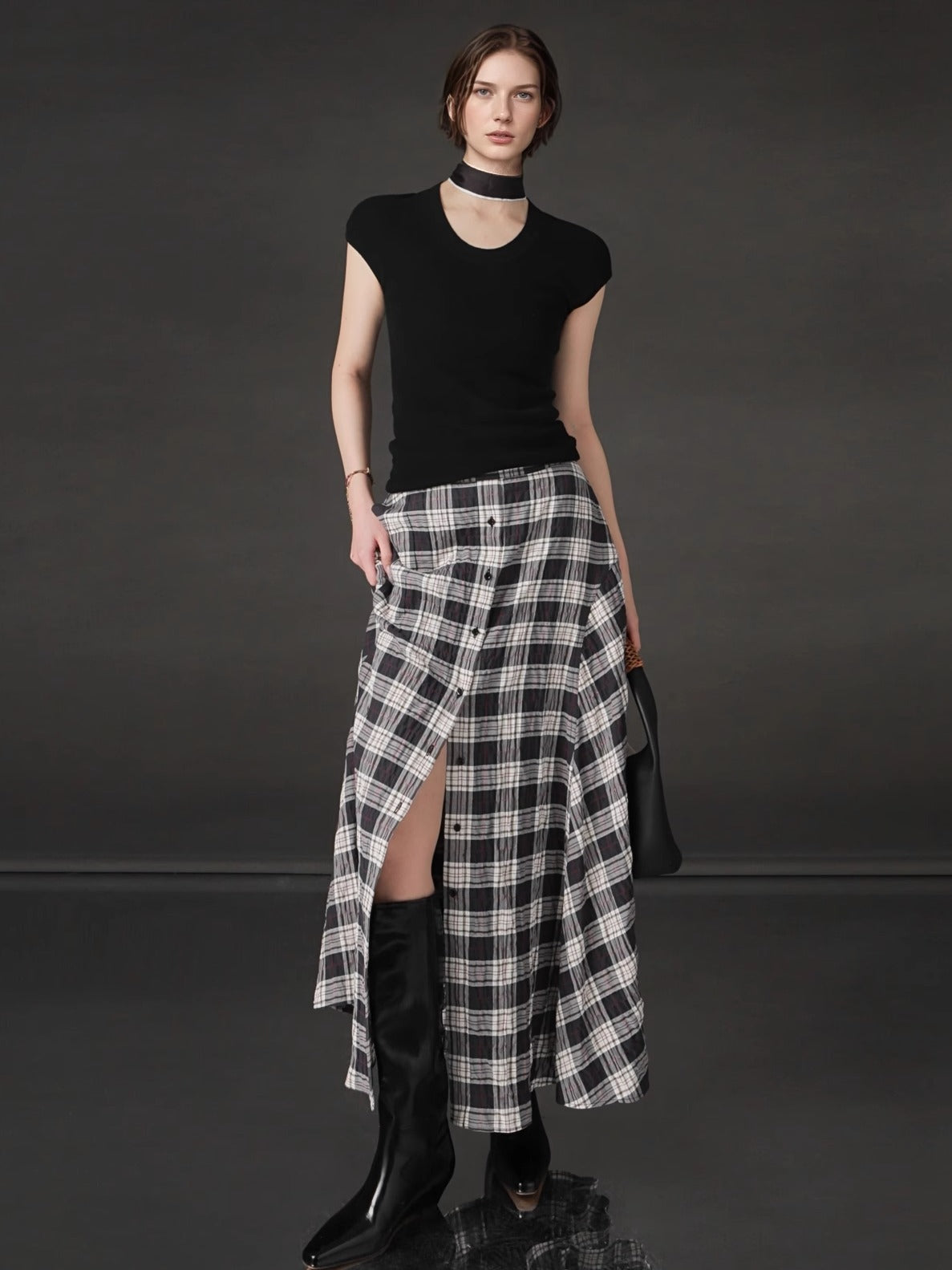 PIAOIN British Style Pattern Design A-Line Women's Fashionable Pleated Skirt -CHARLOTTE