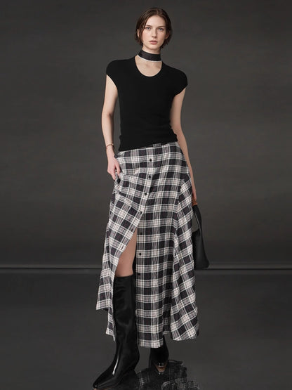 PIAOIN British Style Pattern Design A-Line Women's Fashionable Pleated Skirt -CHARLOTTE