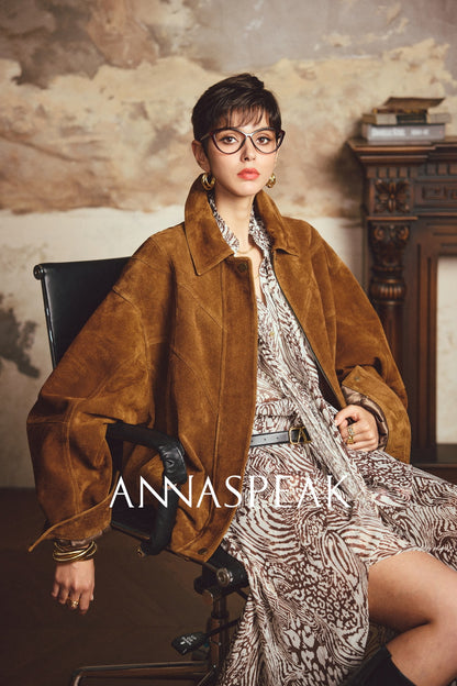 ANNASPEAK ROSSO Red Label Eco-Friendly Leather Heavy Jacket Skirt Set-GHUGH.