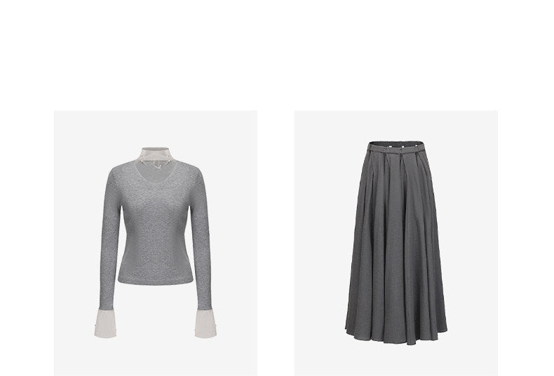 ATELIER MISS LU Fall/Winter pearl-embellished gauze patchwork knitted top - SADE.