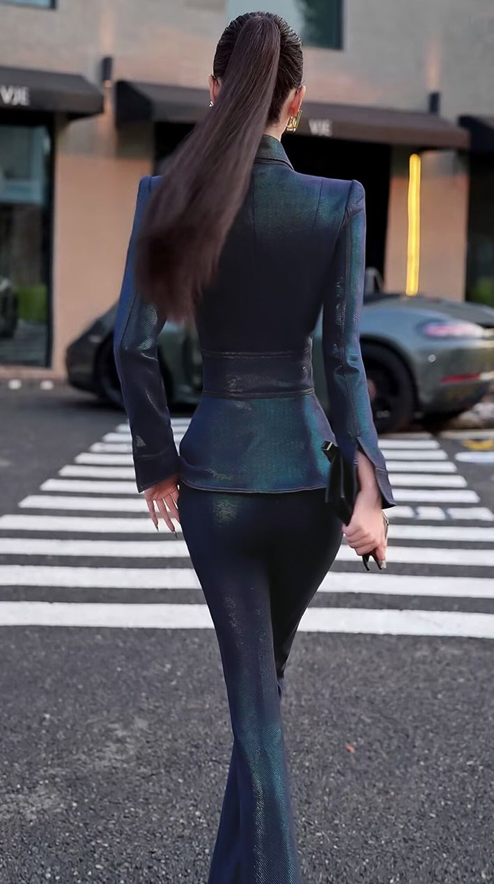 VJE Women's Top High-Waisted Micro Flared Pants Two-Piece Set - DAE.