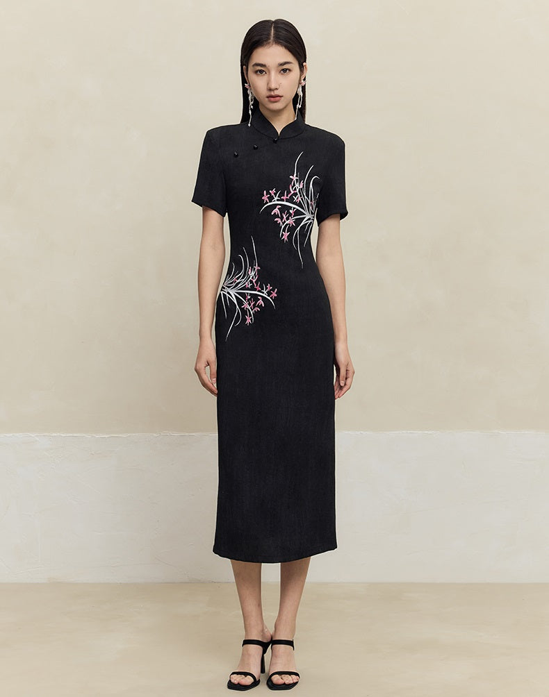 HECO old texture linen midi dress women - dome.