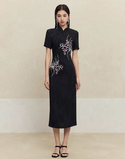 HECO old texture linen midi dress women - dome.