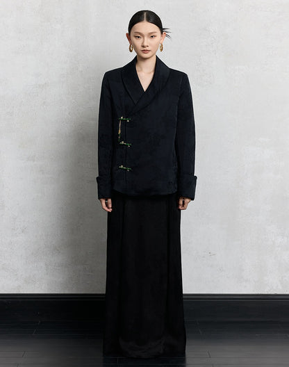 HECO Loose Butterfly Dark Grain Jacquard Thick Jacket - essie.