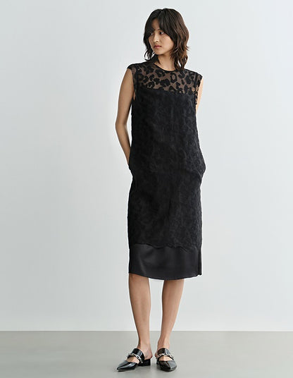 COMME MOI  summer silk embroidered slit midi dress - GLORY.