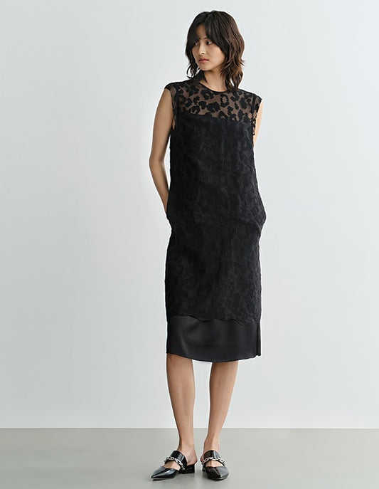 COMME MOI  summer silk embroidered slit midi dress - GLORY.