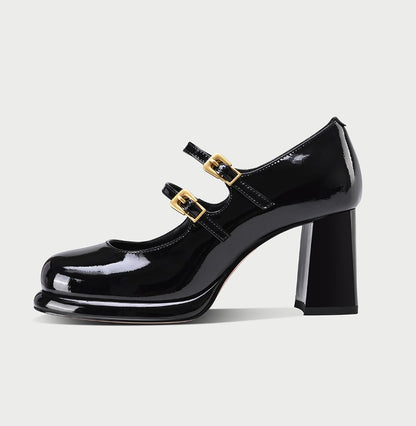 Pjjuu Mary Jane Block Black Platform Summer Shoes - MEET