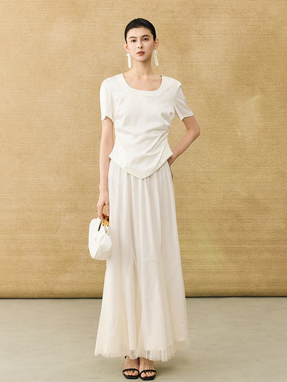 HECO Chinese Acetate Small Square Neck Short Sleeve Top- BEAK.