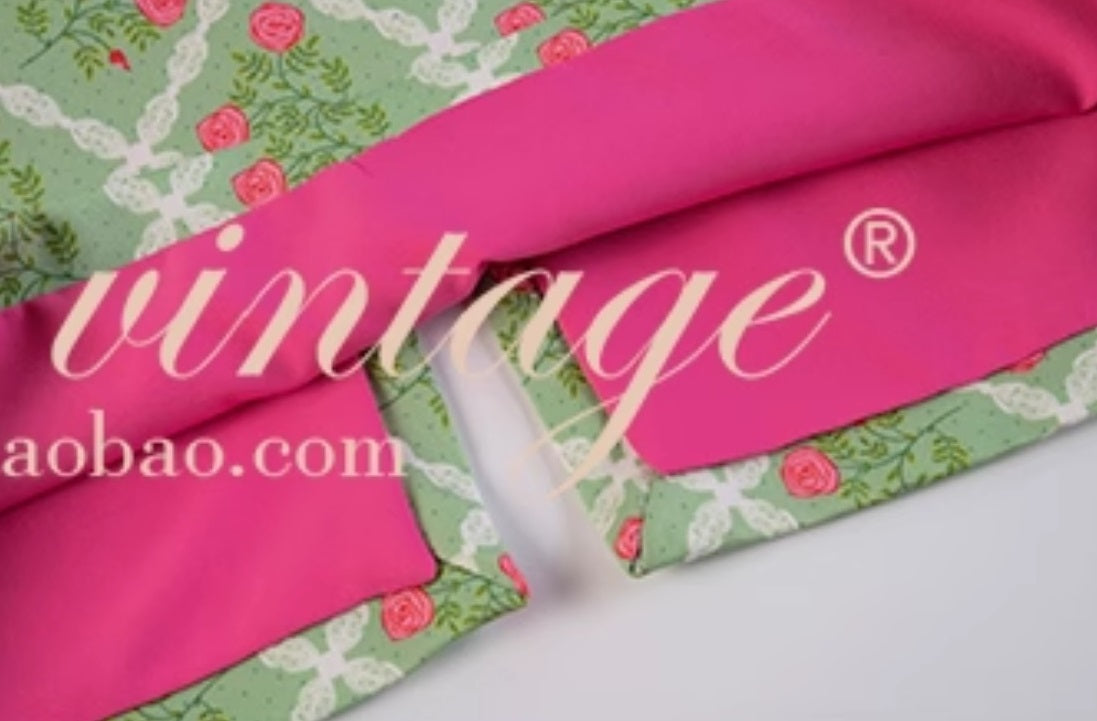 Le Palais Vintage Original Floral Cinched Waist Large Open Back Sexy Slim Dress-MICHE