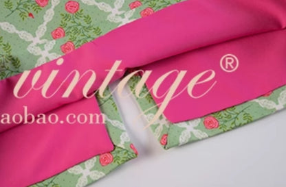 Le Palais Vintage Original Floral Cinched Waist Large Open Back Sexy Slim Dress-MICHE