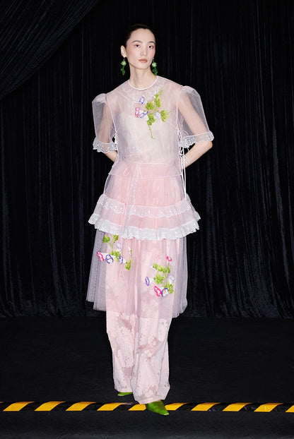 M essential Mackay designer brand mesh hand-painted morning glory vest - SAFE.