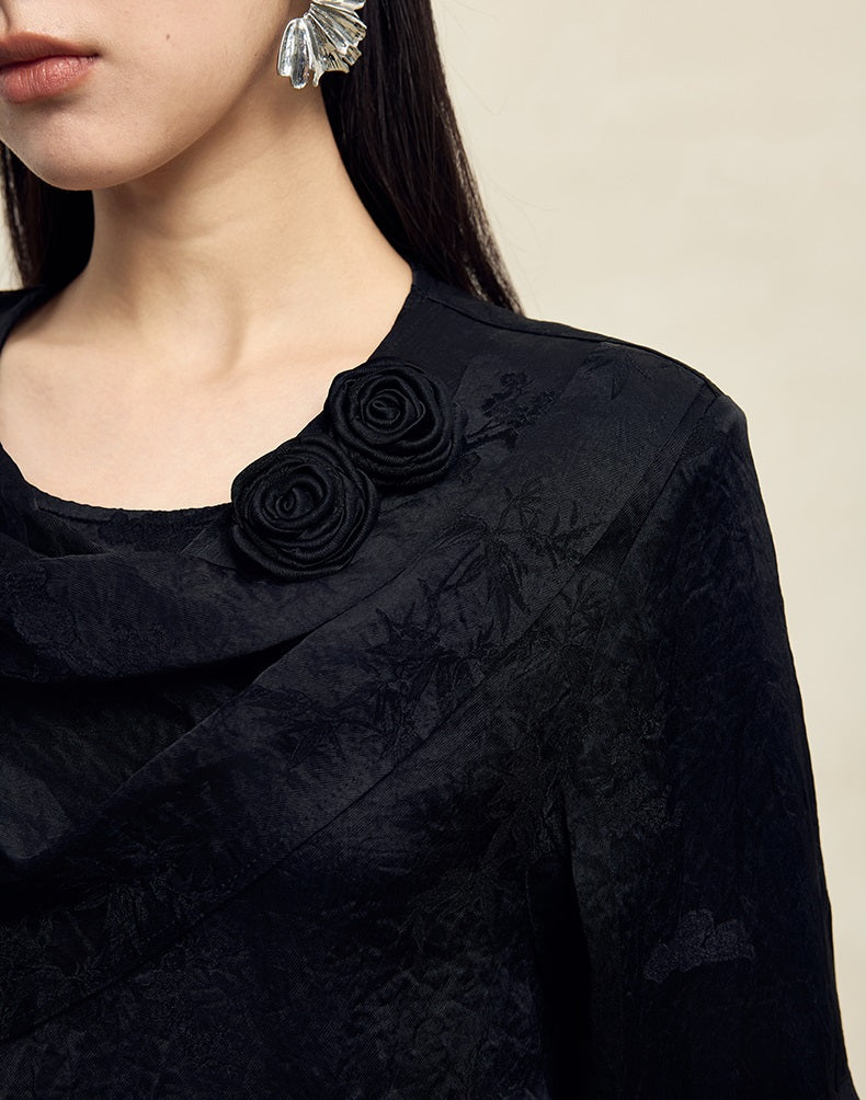 HECO Acetate texture Handmade Rose Top Women - DARK.
