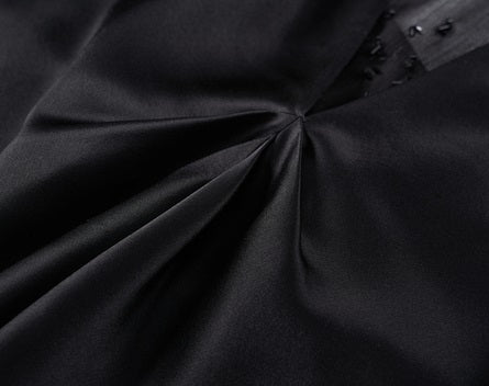 COMME MOI  Women's Black Acetate Open Back Dress - LEAH.